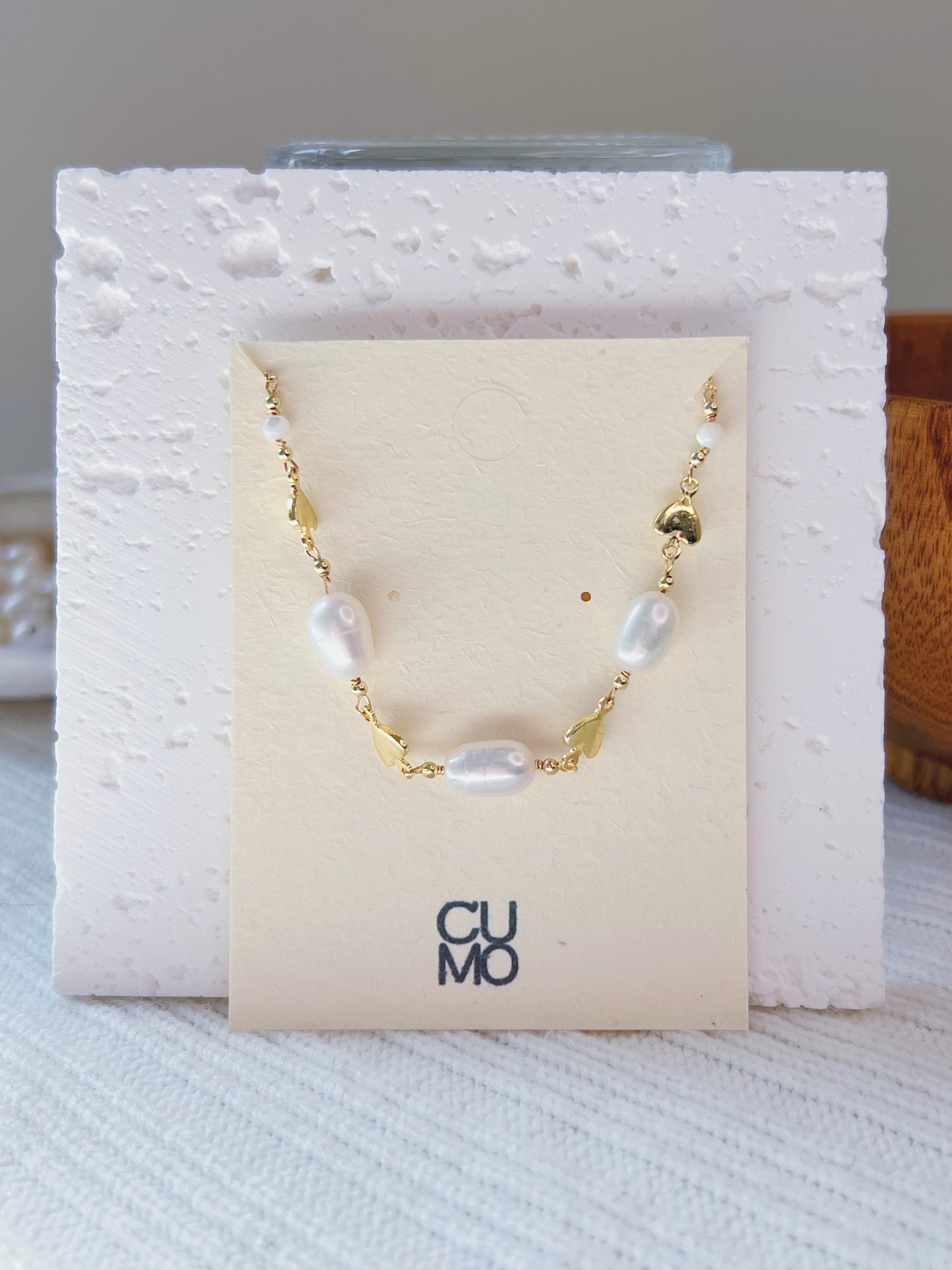 Only One Project -  Heart with Pearl 14K Gold Plated Bracelet