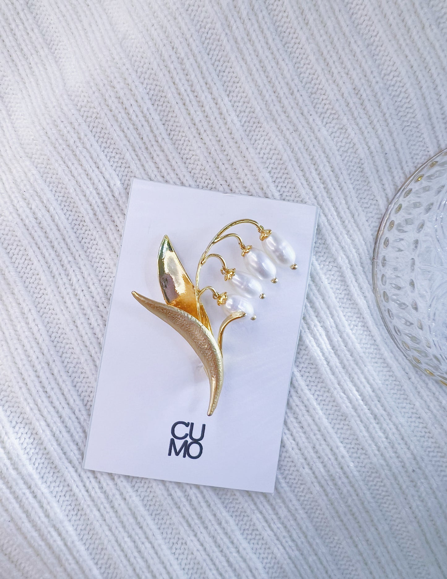 Pearl Pearl! -  Gold Lily of the Valley Brooch