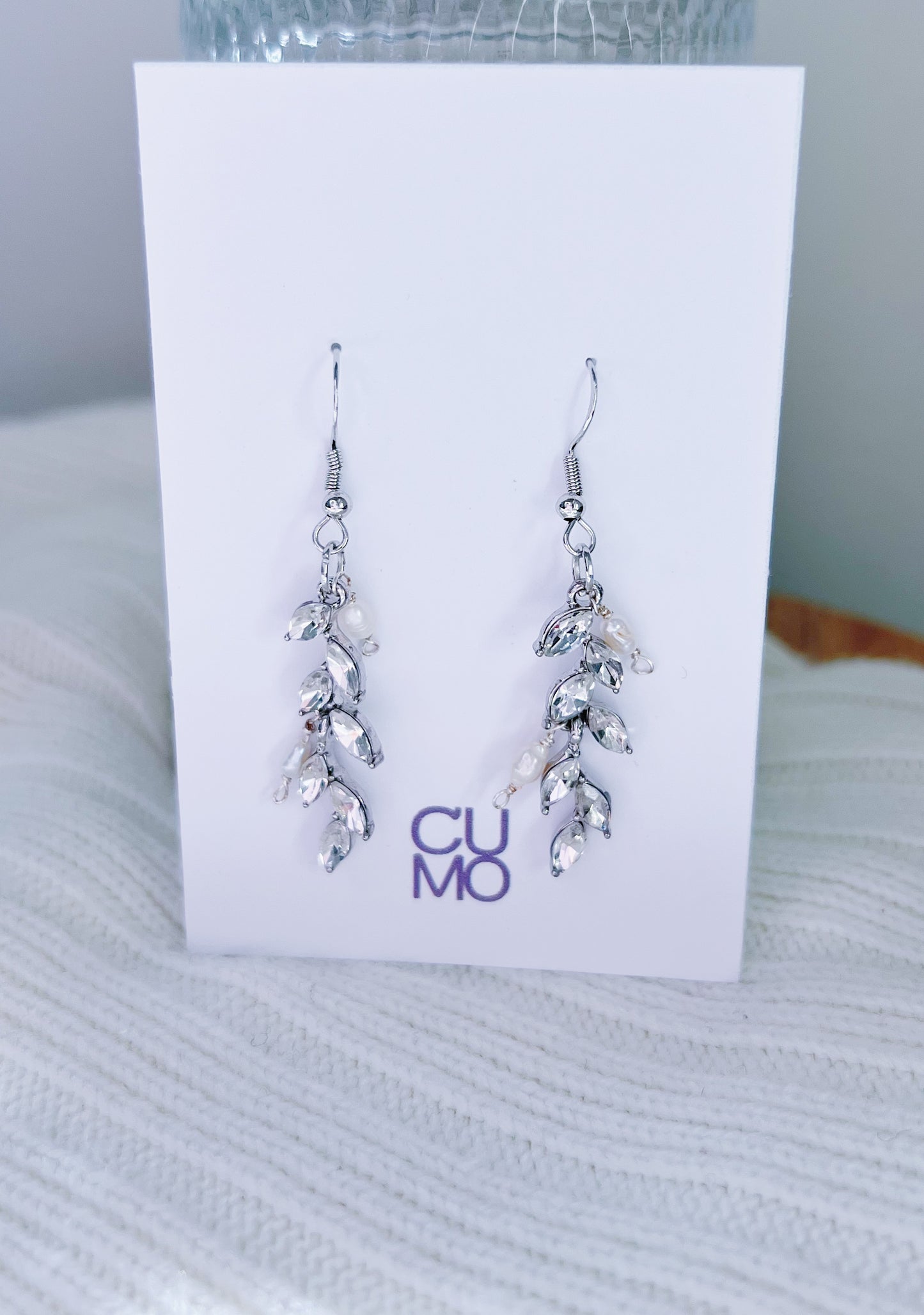 Only One Project -  Silver Tassel Leaves Pearl Earrings (Sold Out)