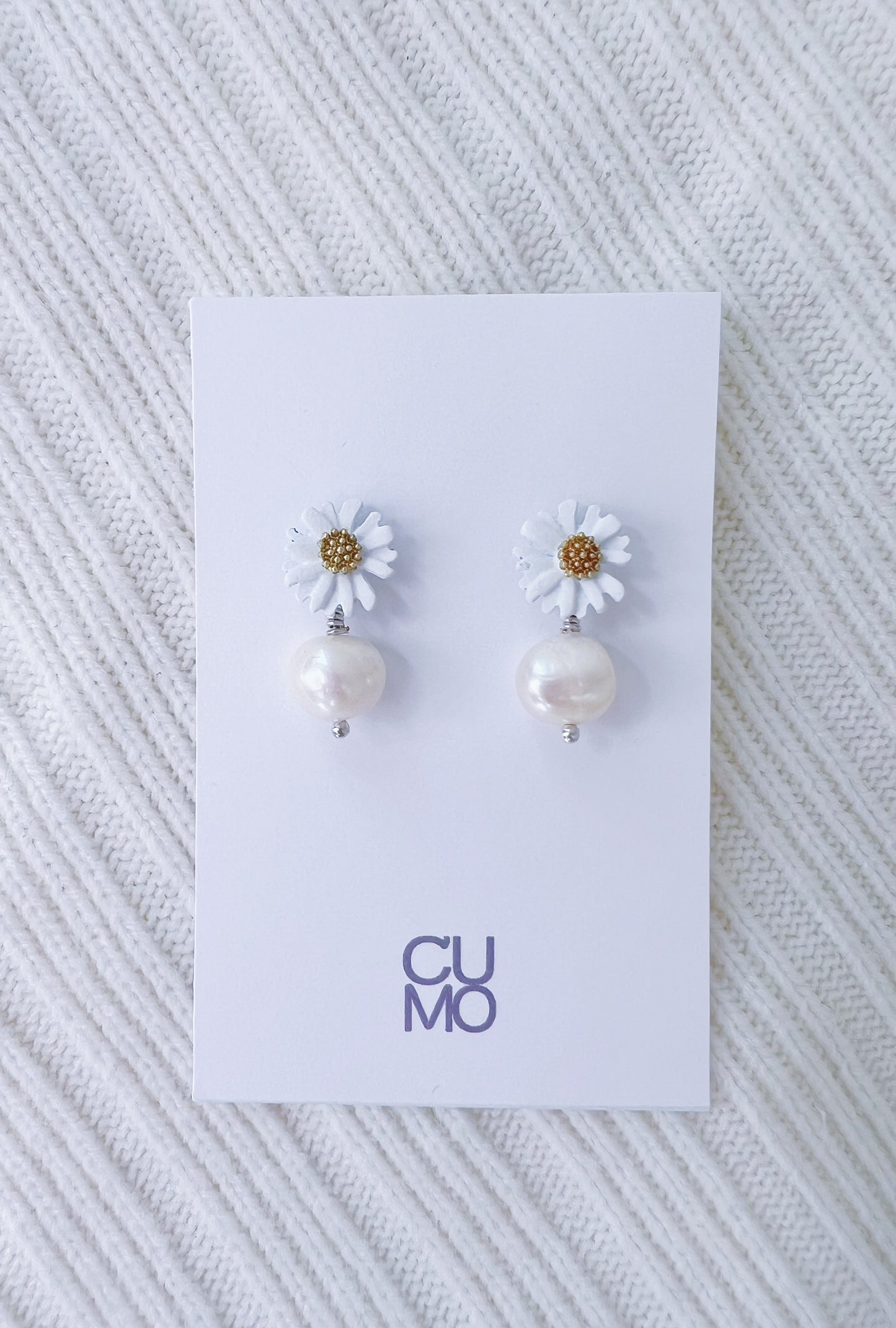 Only One Project -  White Daisy Pearl Earrings (Sold Out)