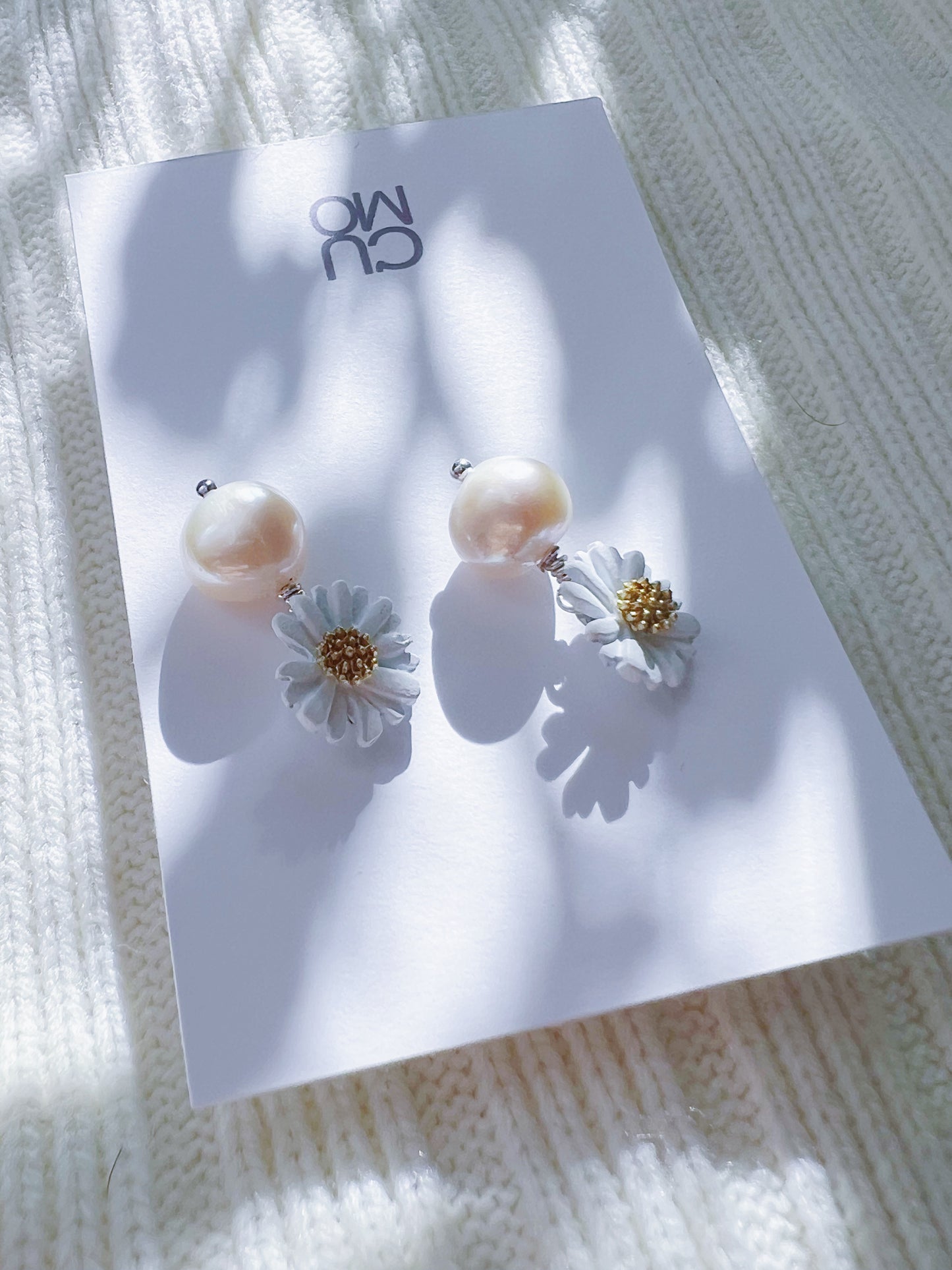 Only One Project -  White Daisy Pearl Earrings (Sold Out)