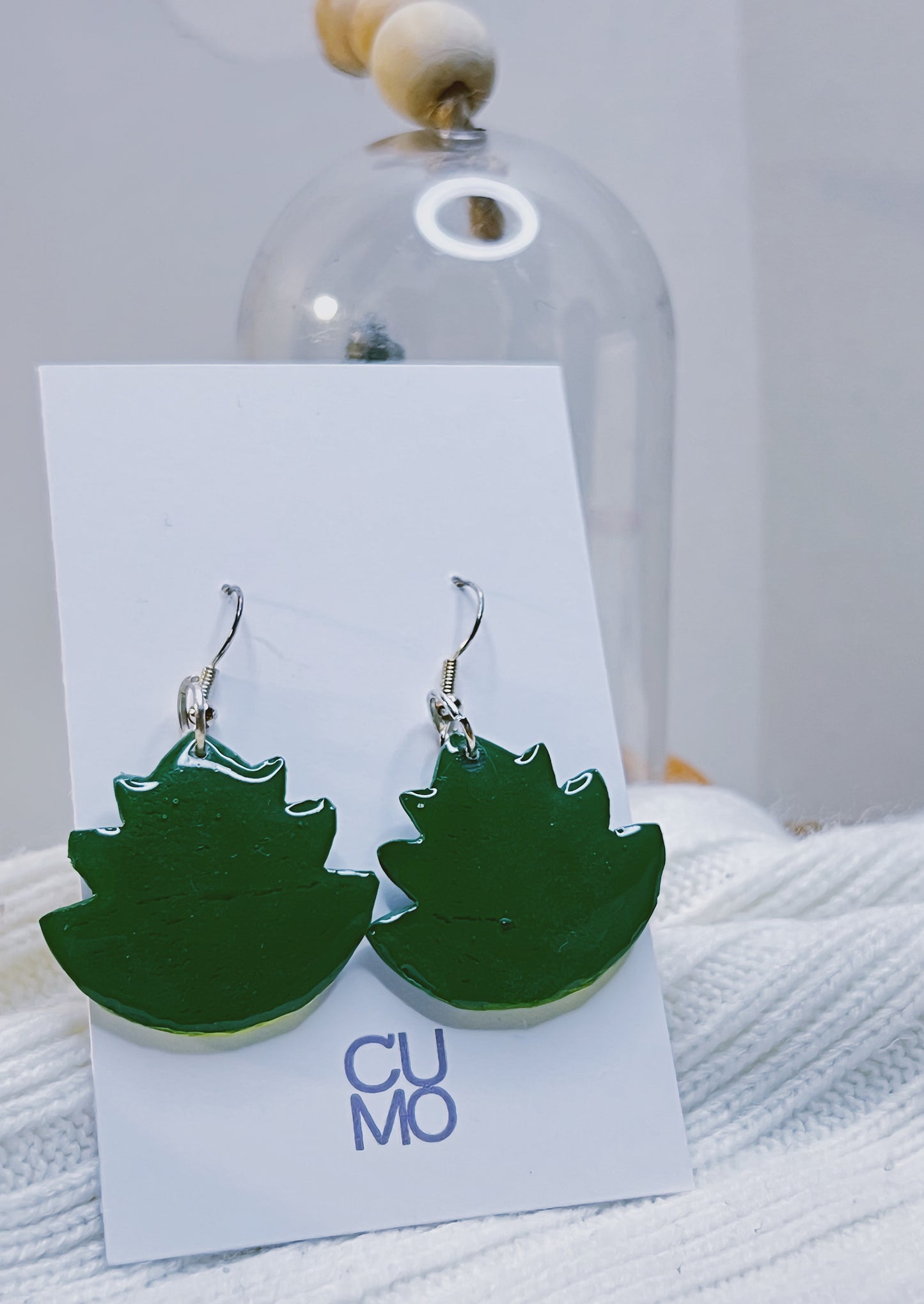 Handmade Christmas Earrings -  Green Christmas Tree