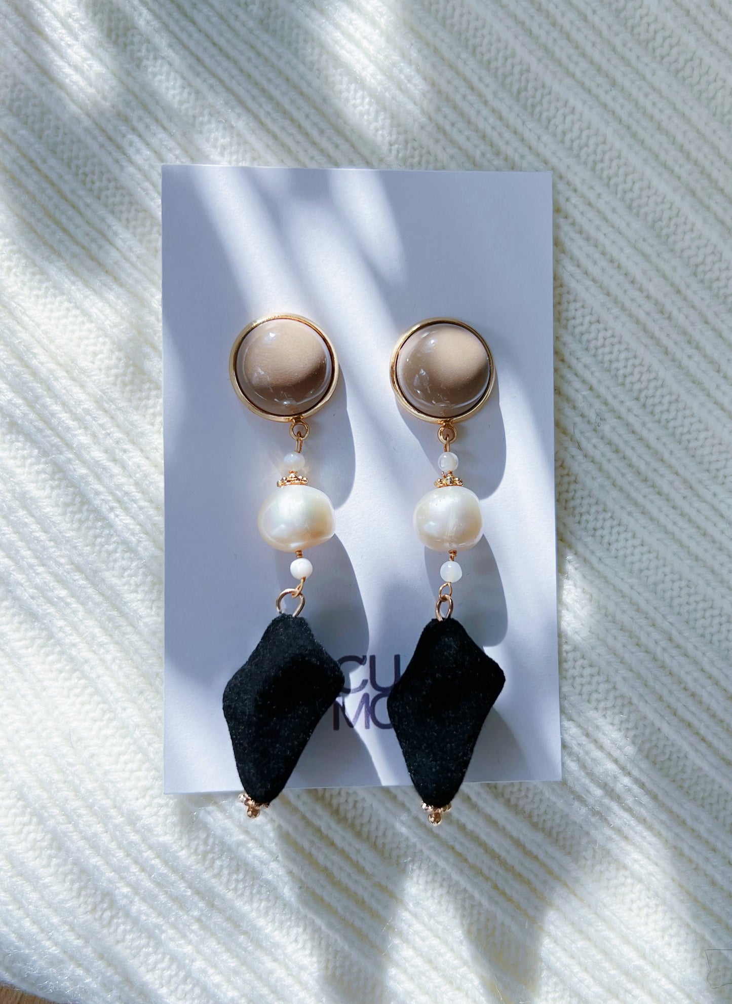 Only One Project -  Black Velvet Pearl Earrings (Sold Out)