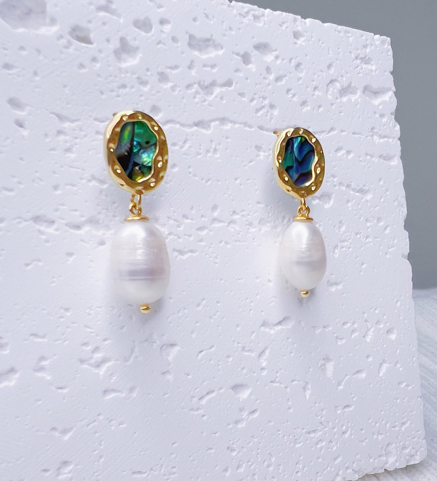 Pearl Pearl! -  Baroque Drop Pearl Earrings with Mother of Pearl