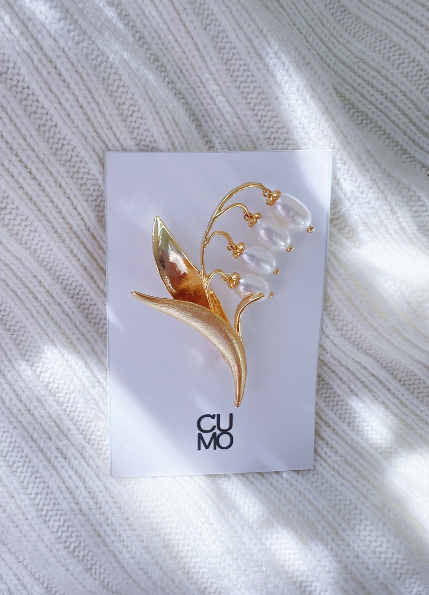 Pearl Pearl! -  Gold Lily of the Valley Brooch