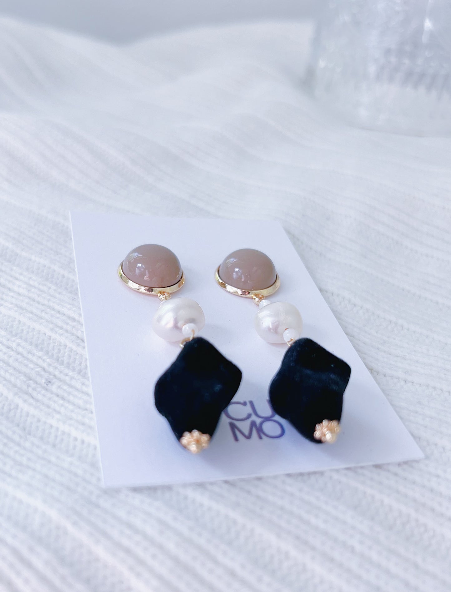 Only One Project -  Black Velvet Pearl Earrings (Sold Out)