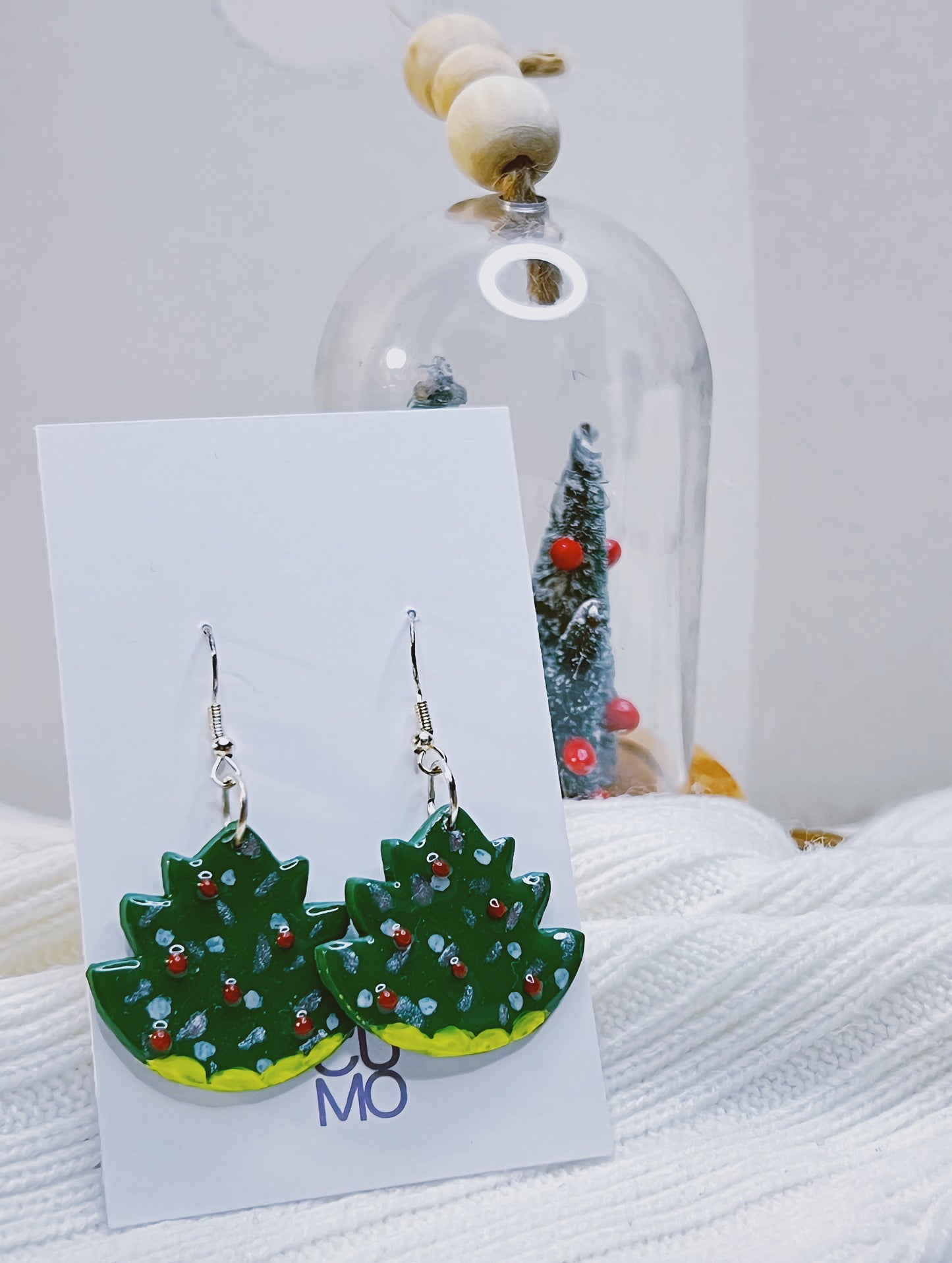 Handmade Christmas Earrings -  Green Christmas Tree