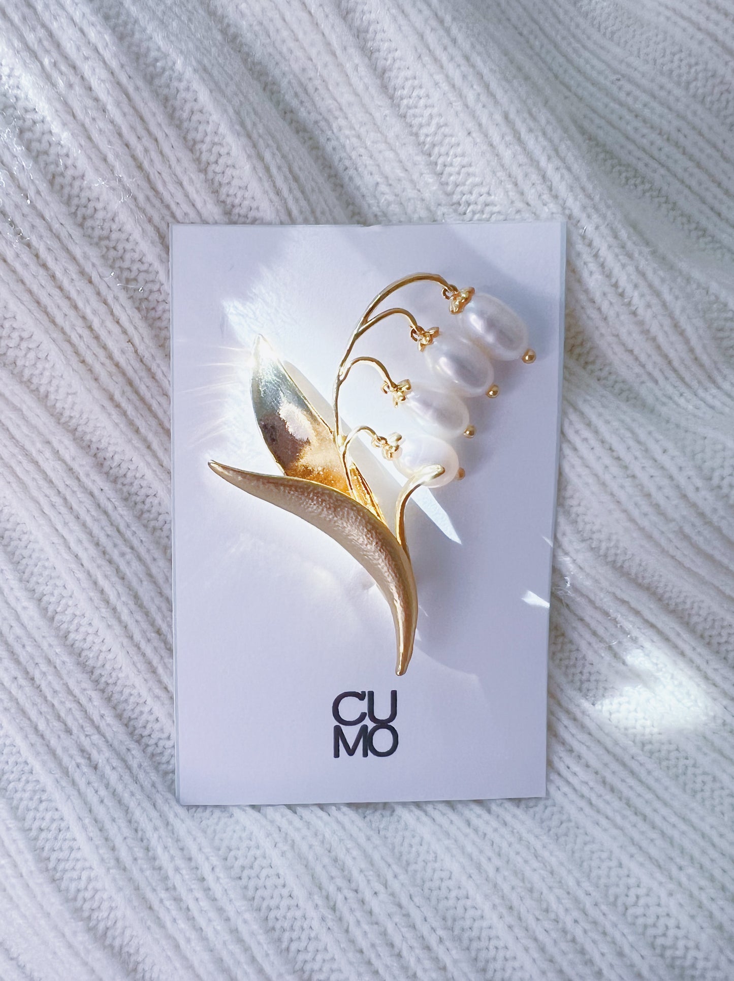 Pearl Pearl! -  Gold Lily of the Valley Brooch