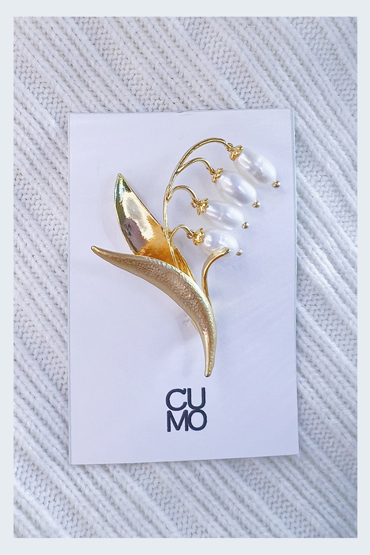 Pearl Pearl! -  Gold Lily of the Valley Brooch