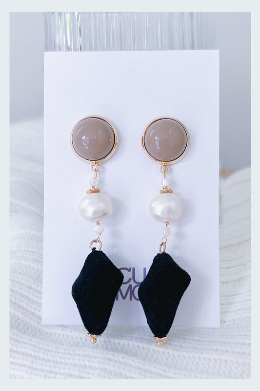 Only One Project -  Black Velvet Pearl Earrings (Sold Out)