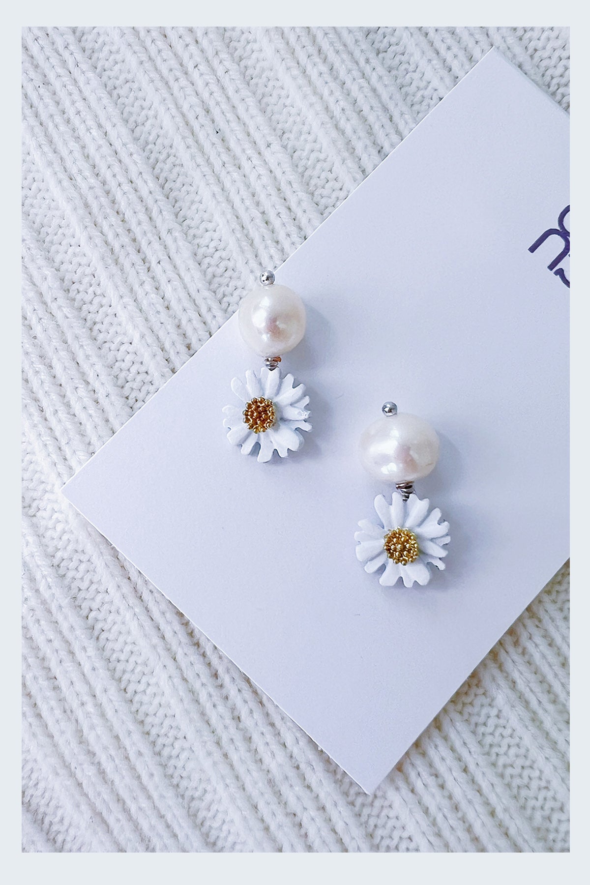 Only One Project -  White Daisy Pearl Earrings (Sold Out)