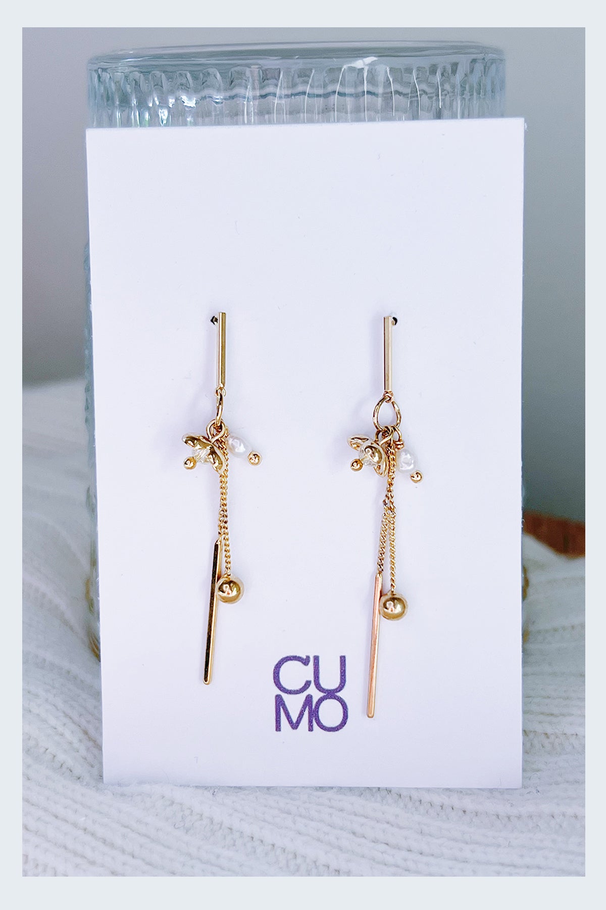 Only One Project -  Gold small Flower Pearl Earrings