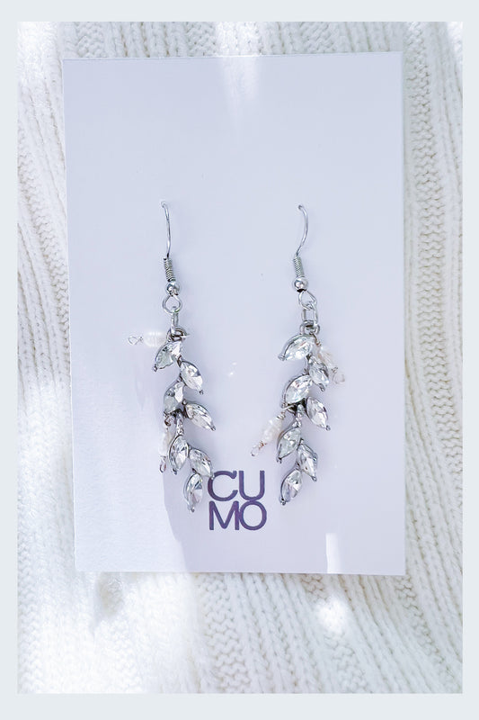 Only One Project -  Silver Tassel Leaves Pearl Earrings (Sold Out)