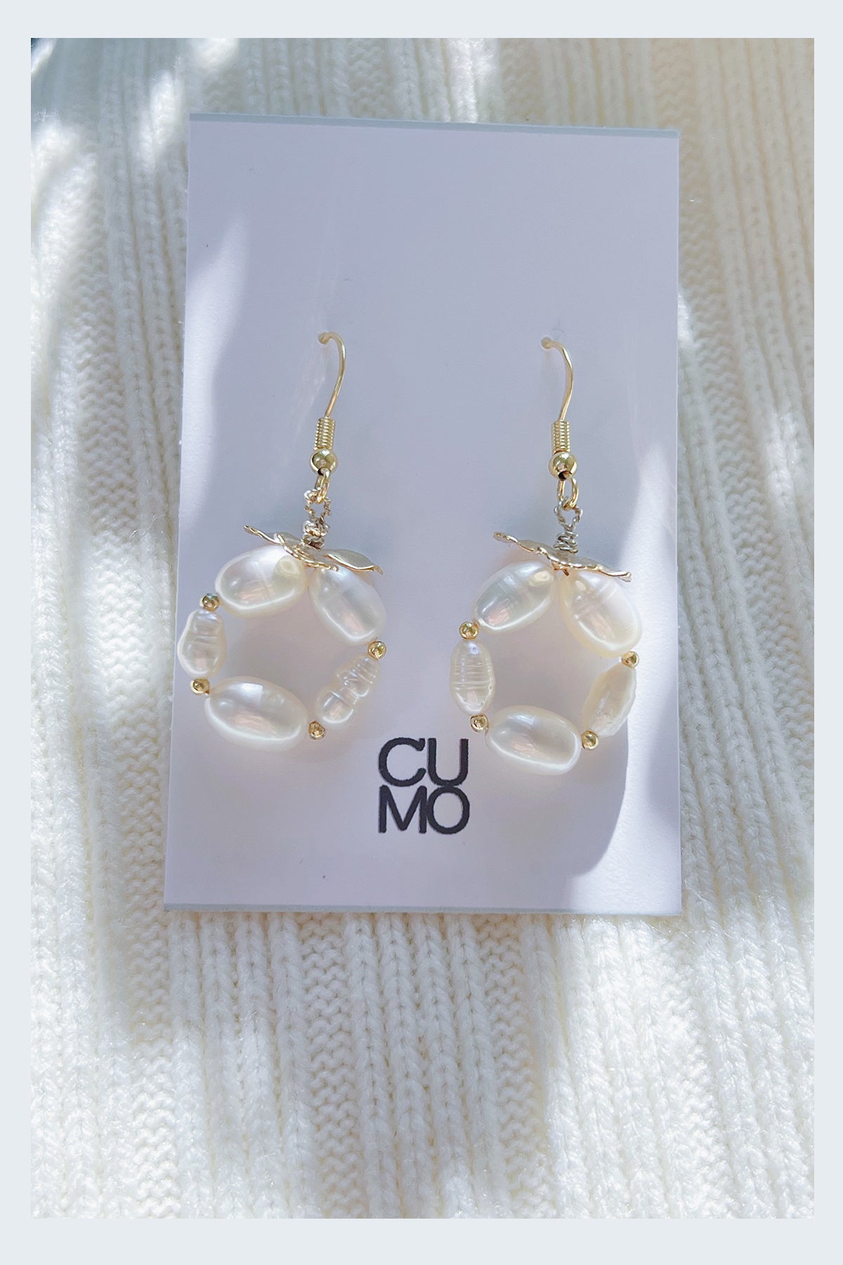 Only One Project -  Gold Wreath Pearl Earrings