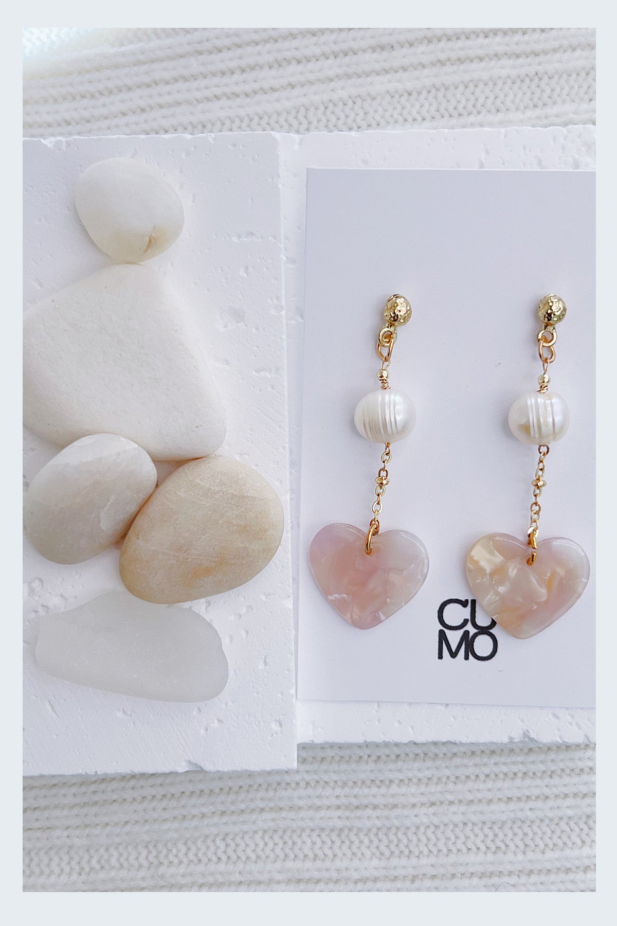 Only One Project - Pink Heart Pearl Earrings(Sold Out)