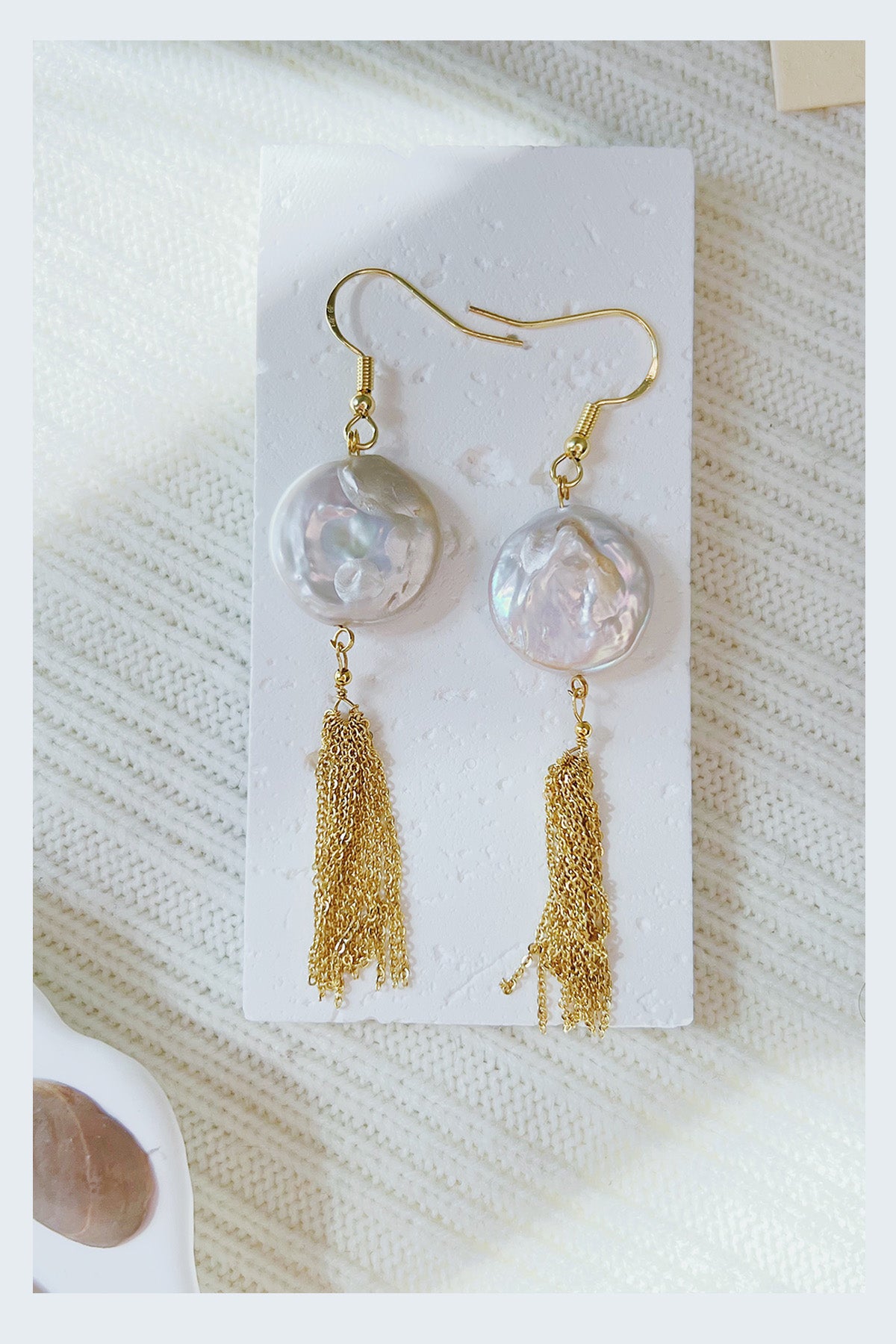 Pearl Pearl! -  Big Buttons Baroque Pearl Tassel Earrings