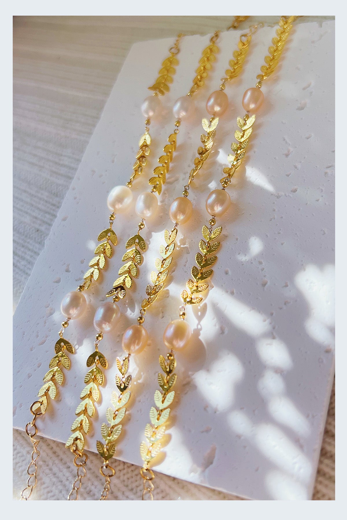 Pearl Pearl! -  Golden Olive Leaf Pearl Bracelet