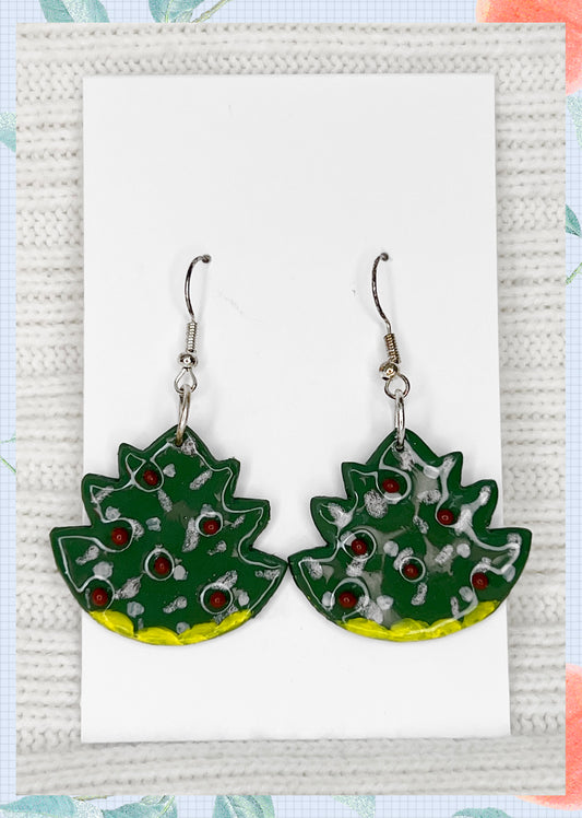 Handmade Christmas Earrings -  Green Christmas Tree