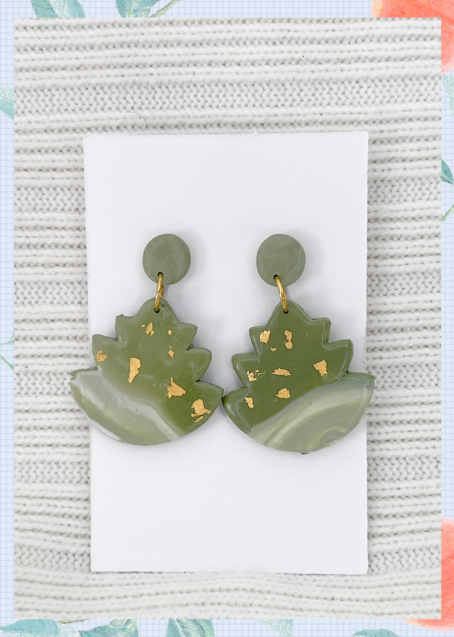 Handmade Christmas Earrings -  Gold blobby Christmas Tree