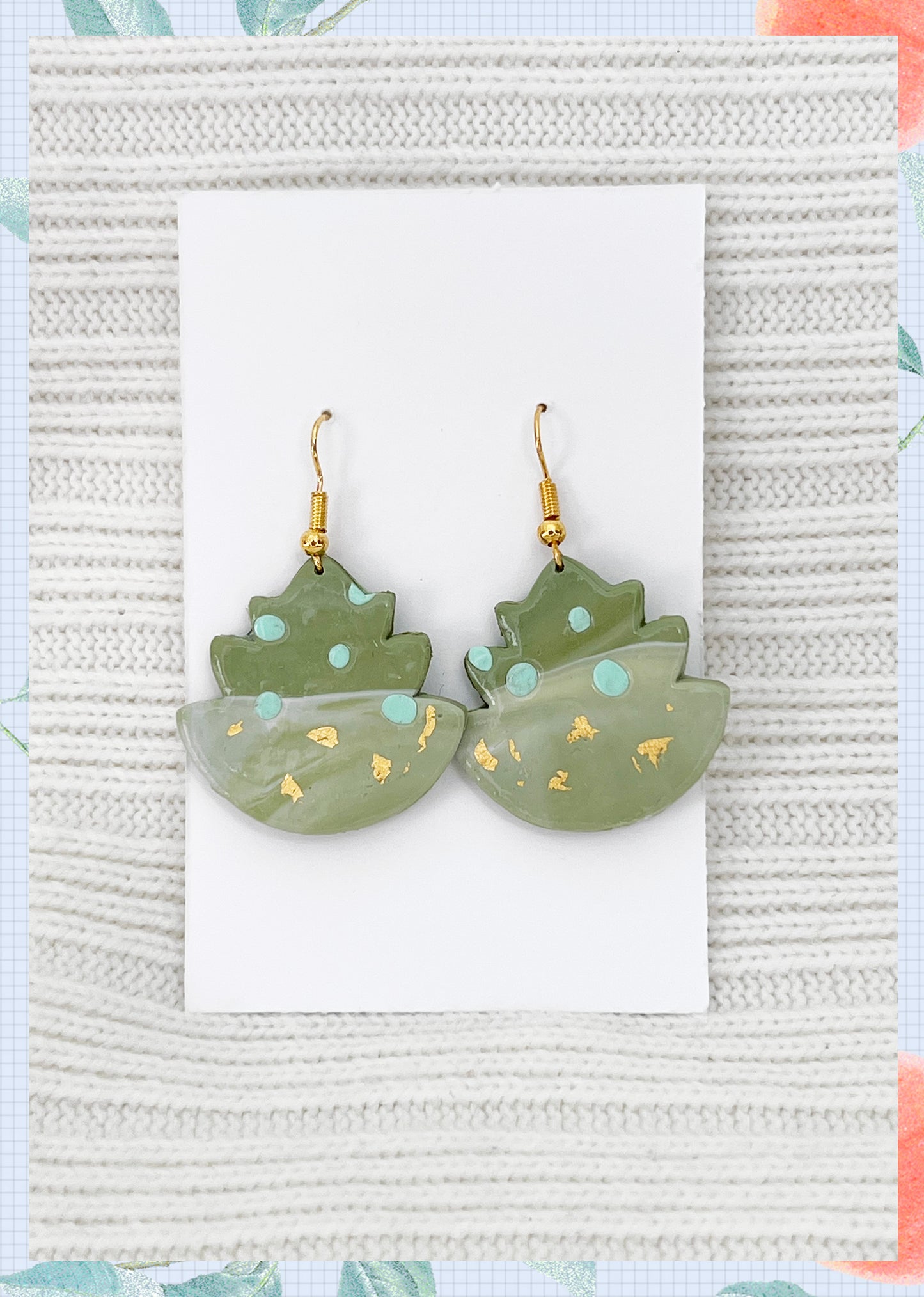 Handmade Christmas Earrings -  Light Blue Blobby Christmas Tree