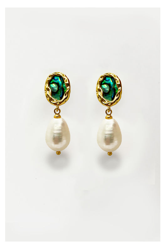 Pearl Pearl! -  Baroque Drop Pearl Earrings with Mother of Pearl