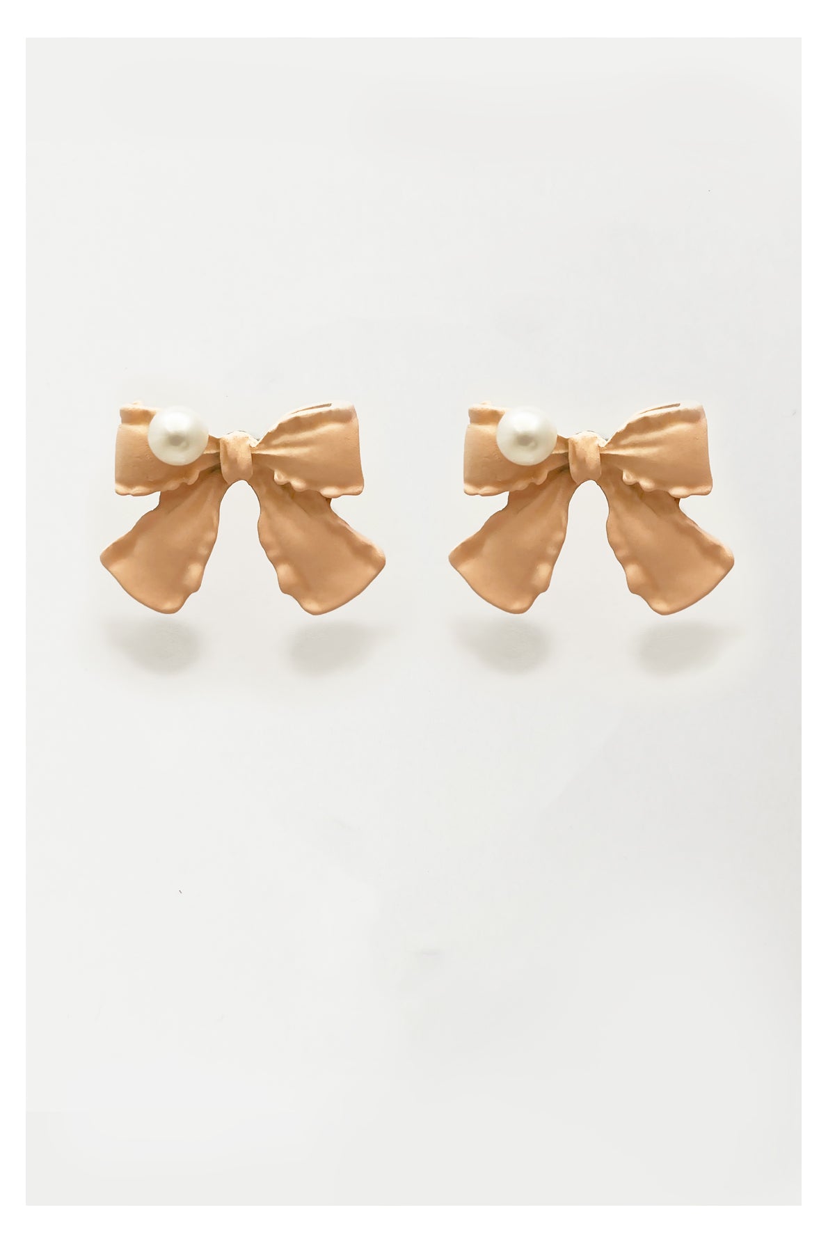 Only One Project -  Pink Bowknot Pearl Earrings