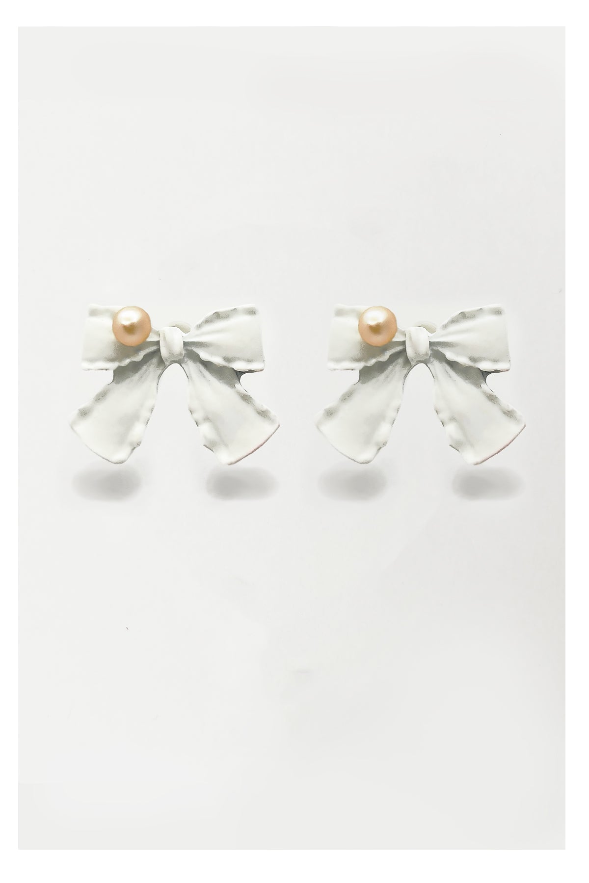 Only One Project -  Pink Bowknot Pearl Earrings