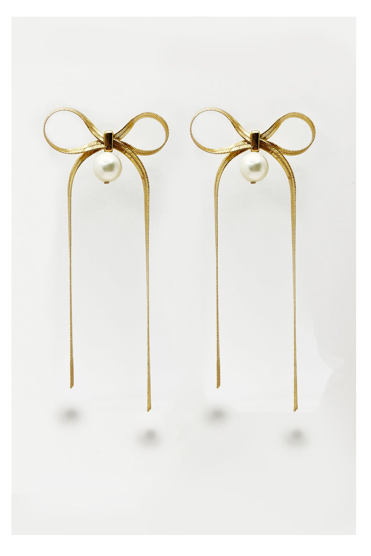 Pearl Pearl! -  Golden/Silver Bowknot Big Pearl Earrings