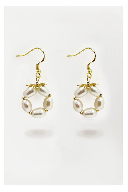 Only One Project -  Gold Wreath Pearl Earrings