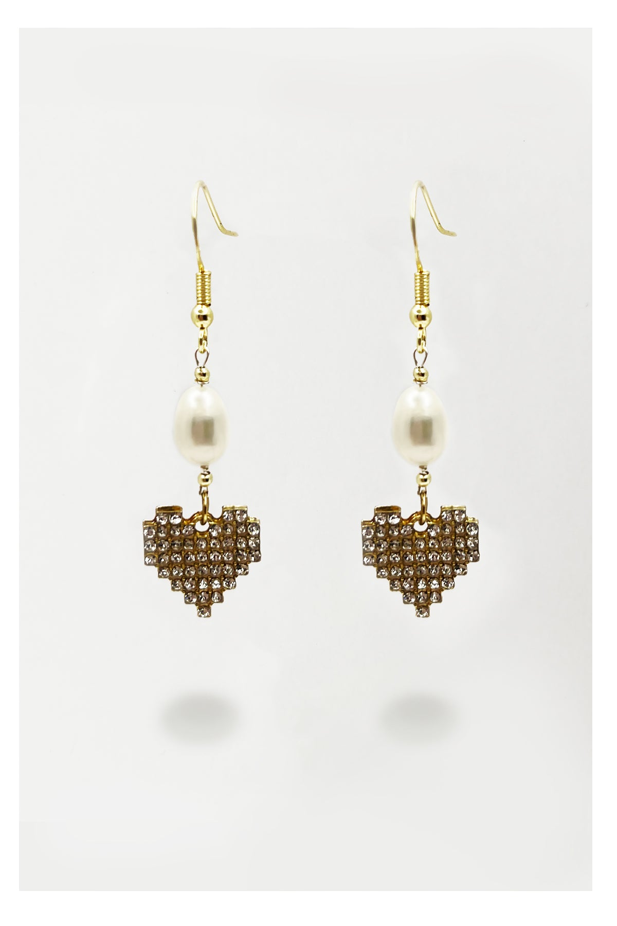 Only One Project -  Zircon Heart Pearl Earrings