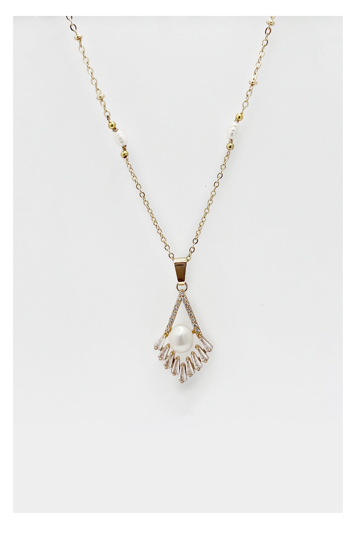 Pearl Pearl! -   The Angel's Tear Zircon Long Pearl Necklace