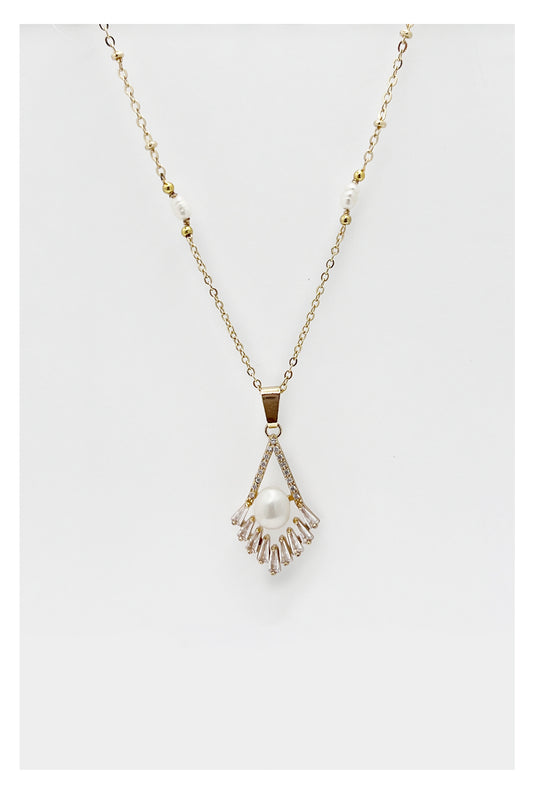 Pearl Pearl! -   The Angel's Tear Zircon Long Pearl Necklace