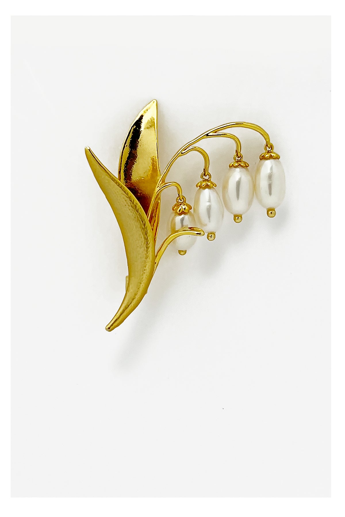 Pearl Pearl! -  Gold Lily of the Valley Brooch