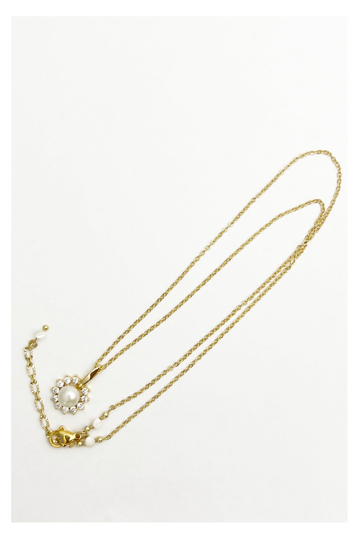 Pearl Pearl! -Gold Sunflower Zircon Pearl Necklace