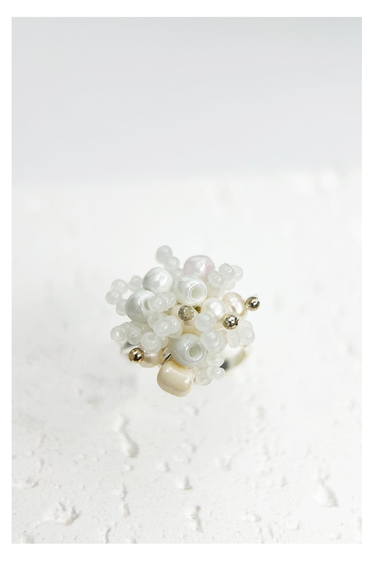 Pearl Pearl! -Handcrafted white Tone Beaded Pearl Ring