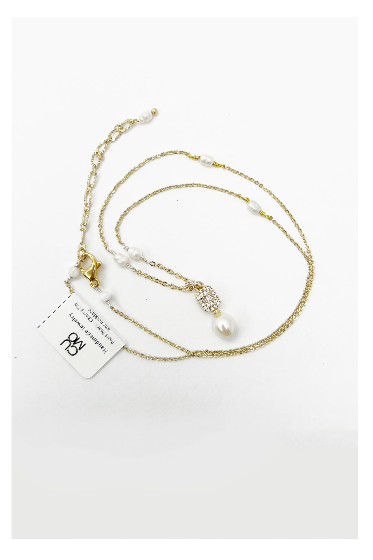 Pearl Pearl! Cylinder Heart Short Pearl Necklace