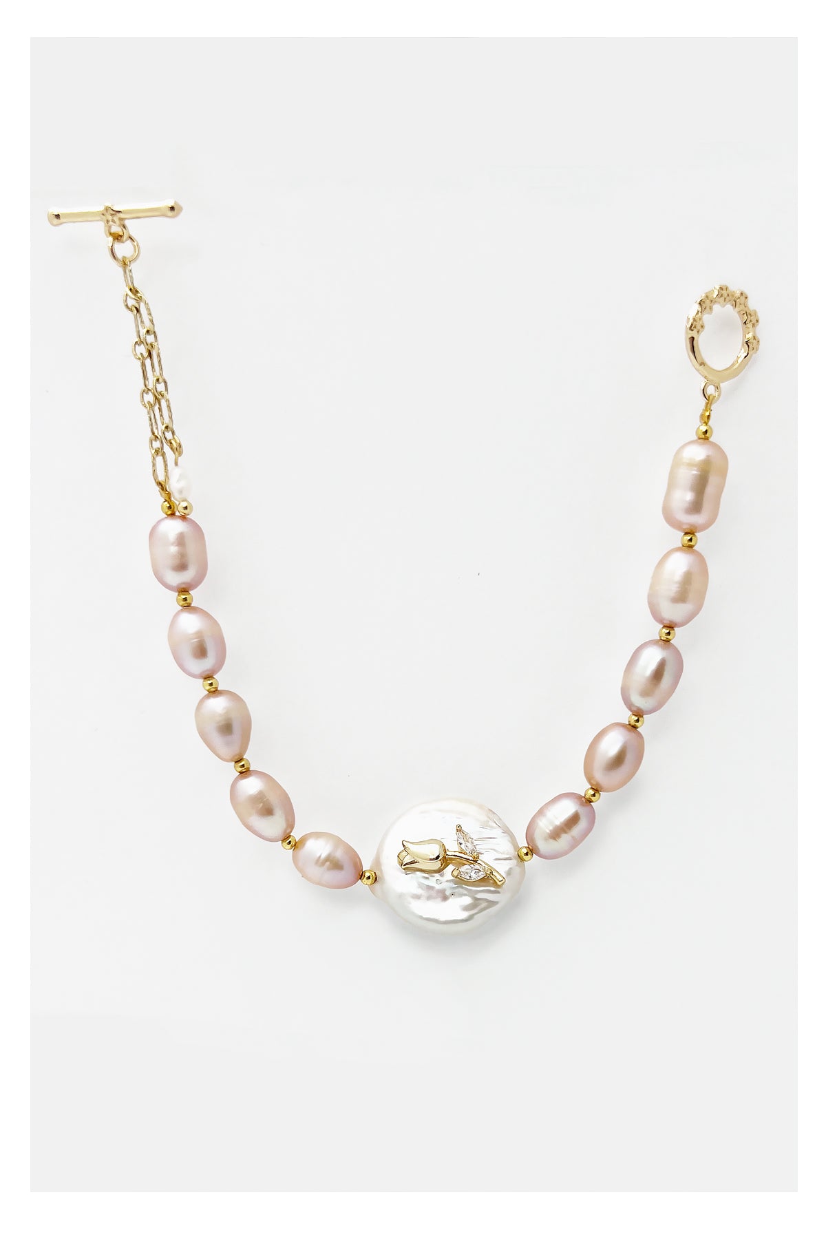 Pearl Pearl! -   Purple Pink & Baroque Pearl Tulip Bracelet