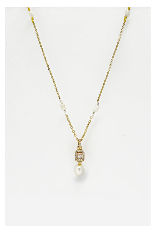 Pearl Pearl! Cylinder Heart Short Pearl Necklace